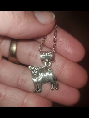 Silver  Dog Charm Necklace - Silver